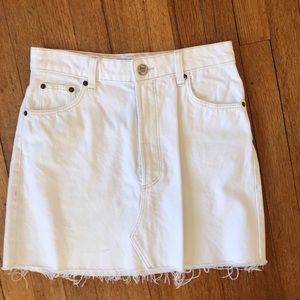 White denim mini skirt